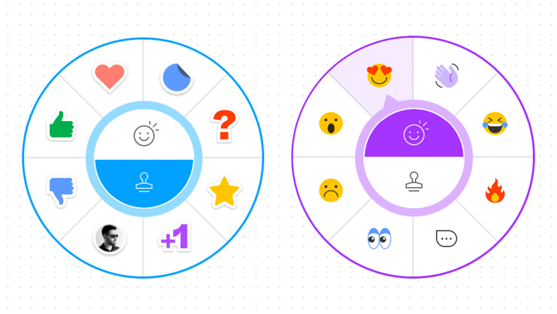 Figure 2.3 – The stamp and emote wheels 