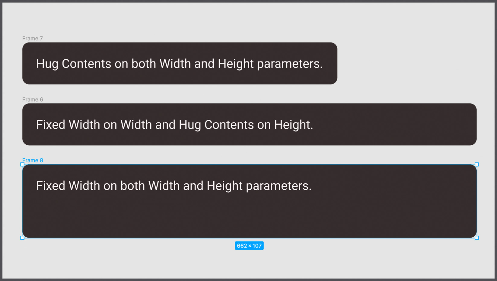 Figure 6.10 – Hug contents and fixed sizes 