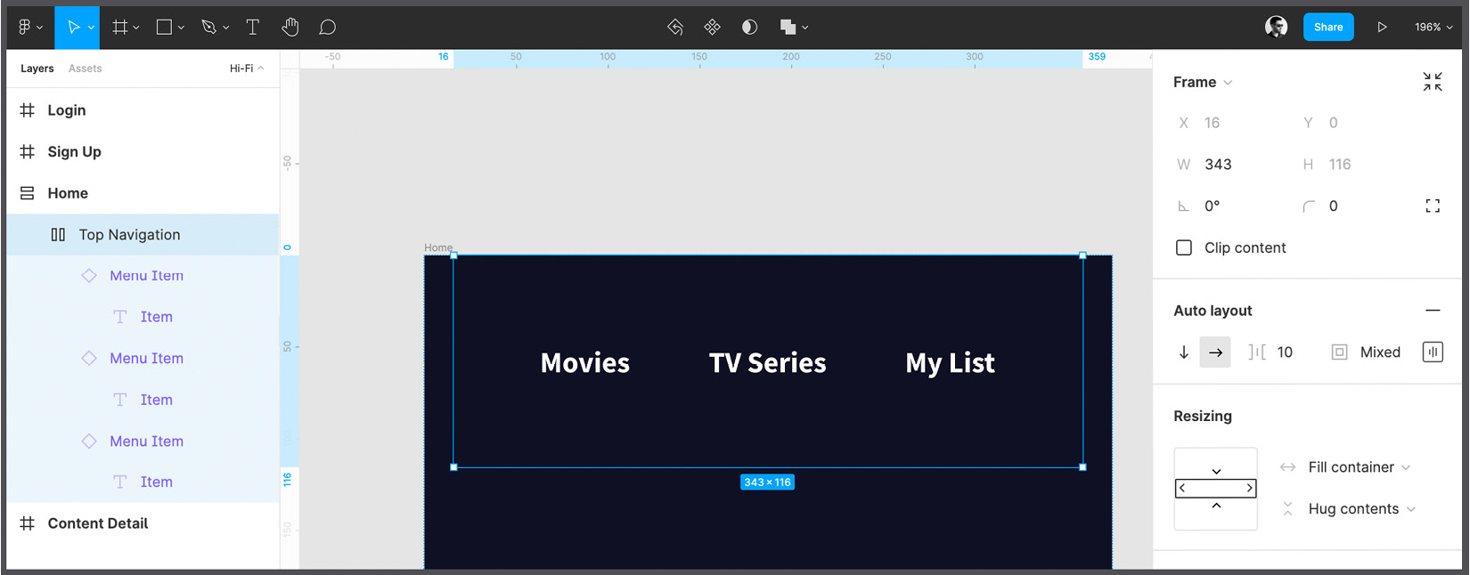 Figure 7.11 – The top navigation menu 