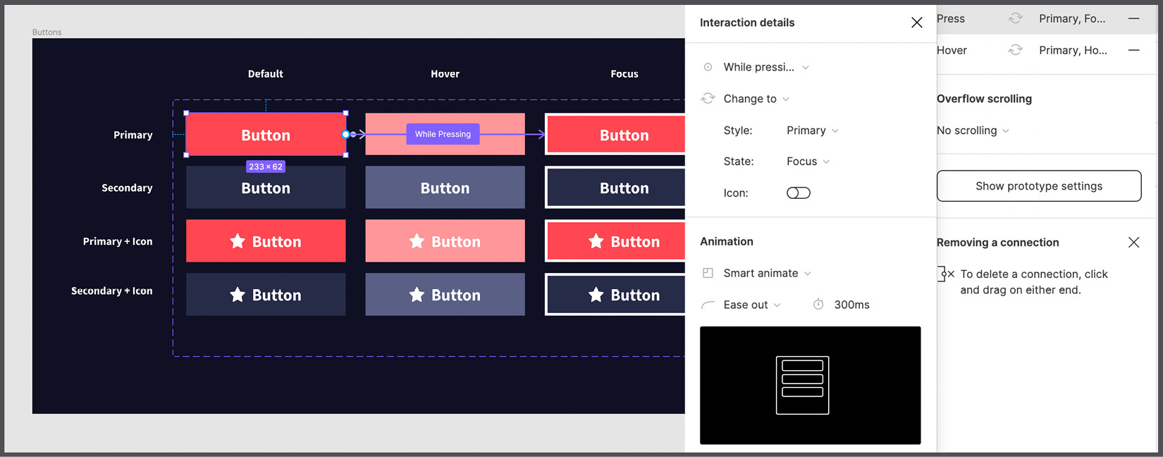 Figure 9.22 – Connecting the Default button with the Focus button 