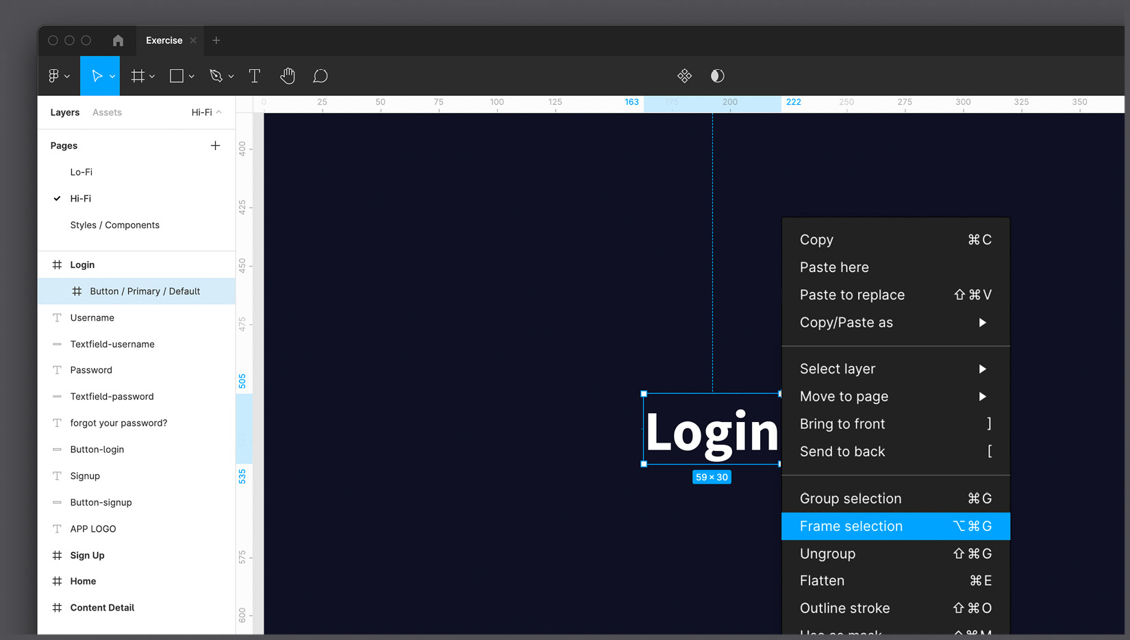 Figure 6.16 – Framing a selection 