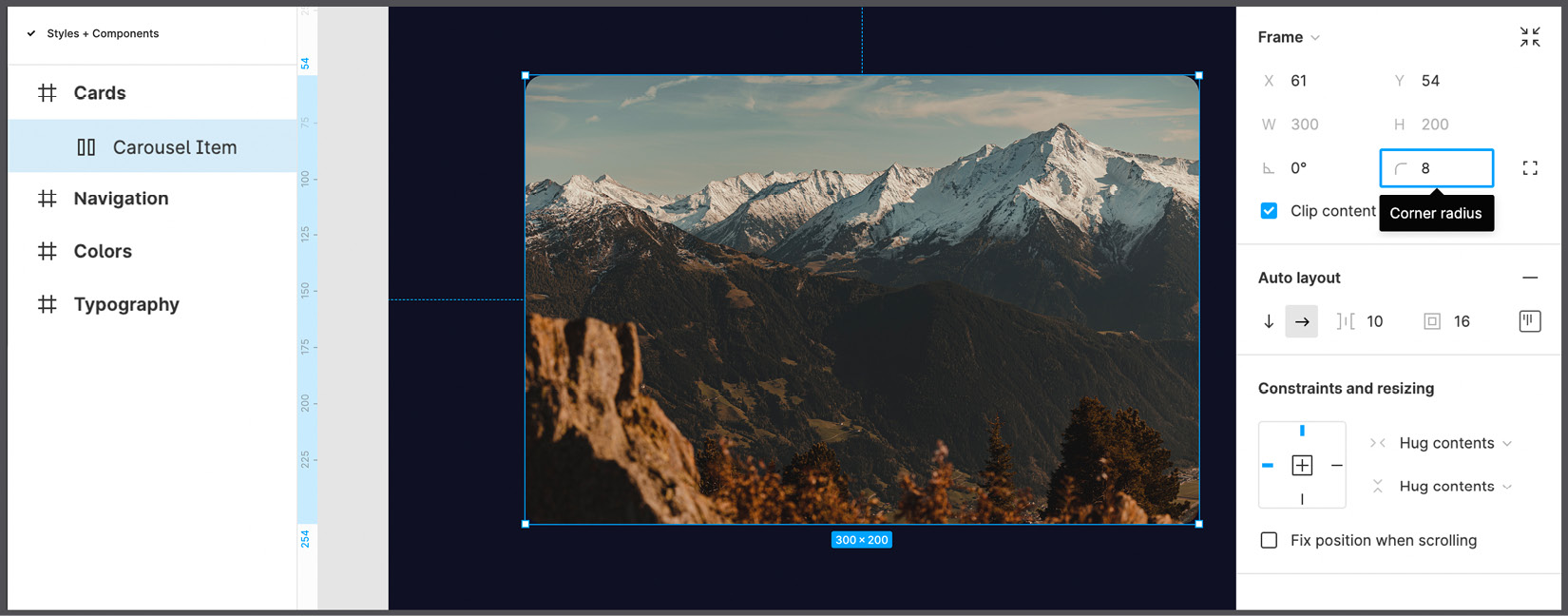 Figure 7.13 – Adding the corner radius to the element (photo by Michael Oeser on Unsplash) 