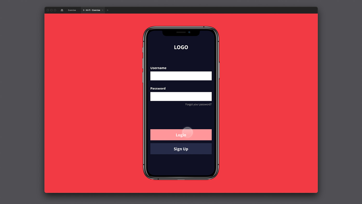 Figure 9.24 – Previewing the Hover state on a button 
