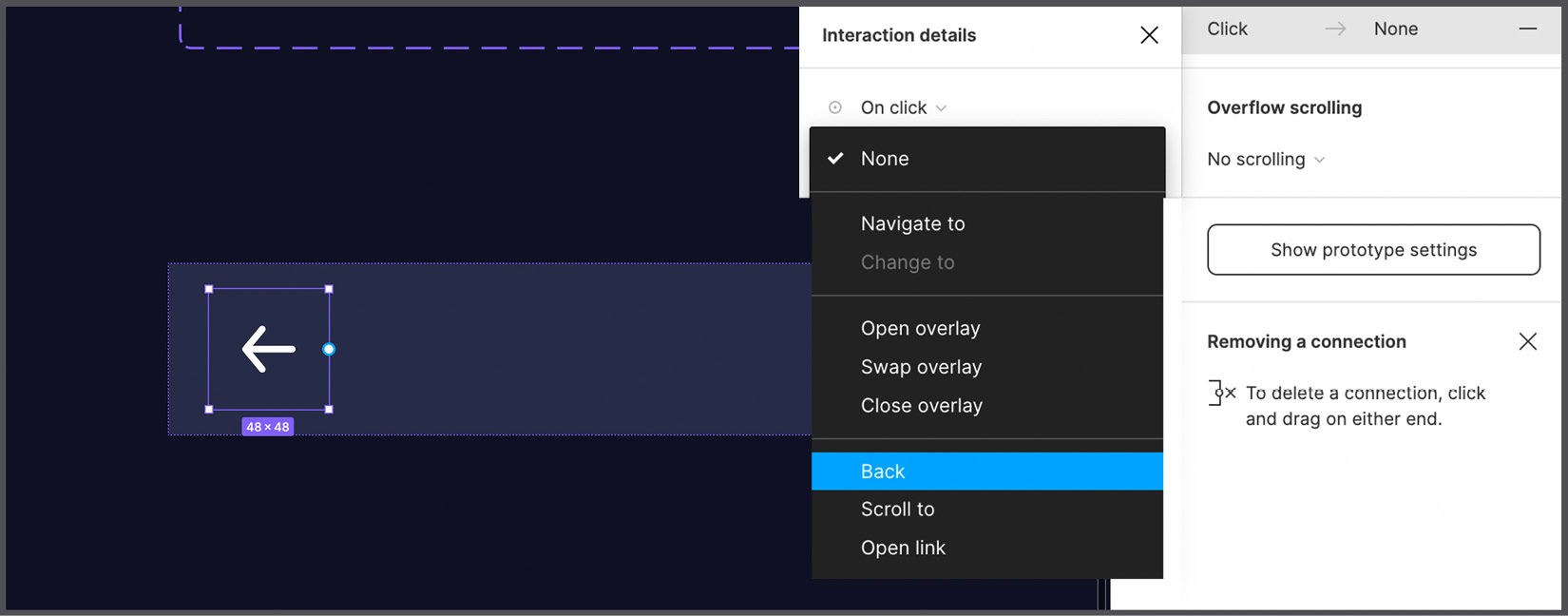 Figure 9.29 – Setting the Back action 