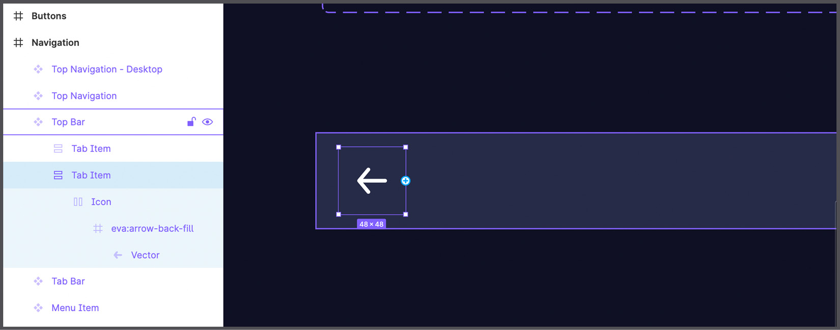 Figure 9.28 – Selecting the back Tab Item element 