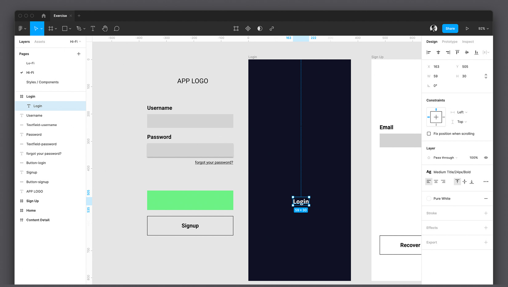 Figure 6.15 – A text layer placed on the Login page 