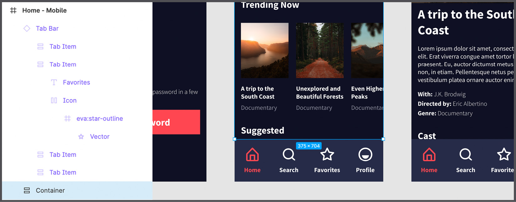Figure 9.32 – Selecting and resizing the Container element 