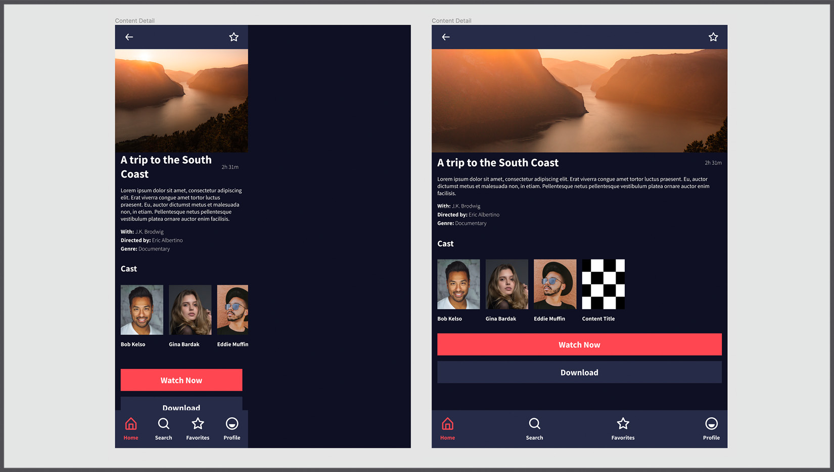 Figure 8.16 – Content Detail page without (left) and with (right) constraints 