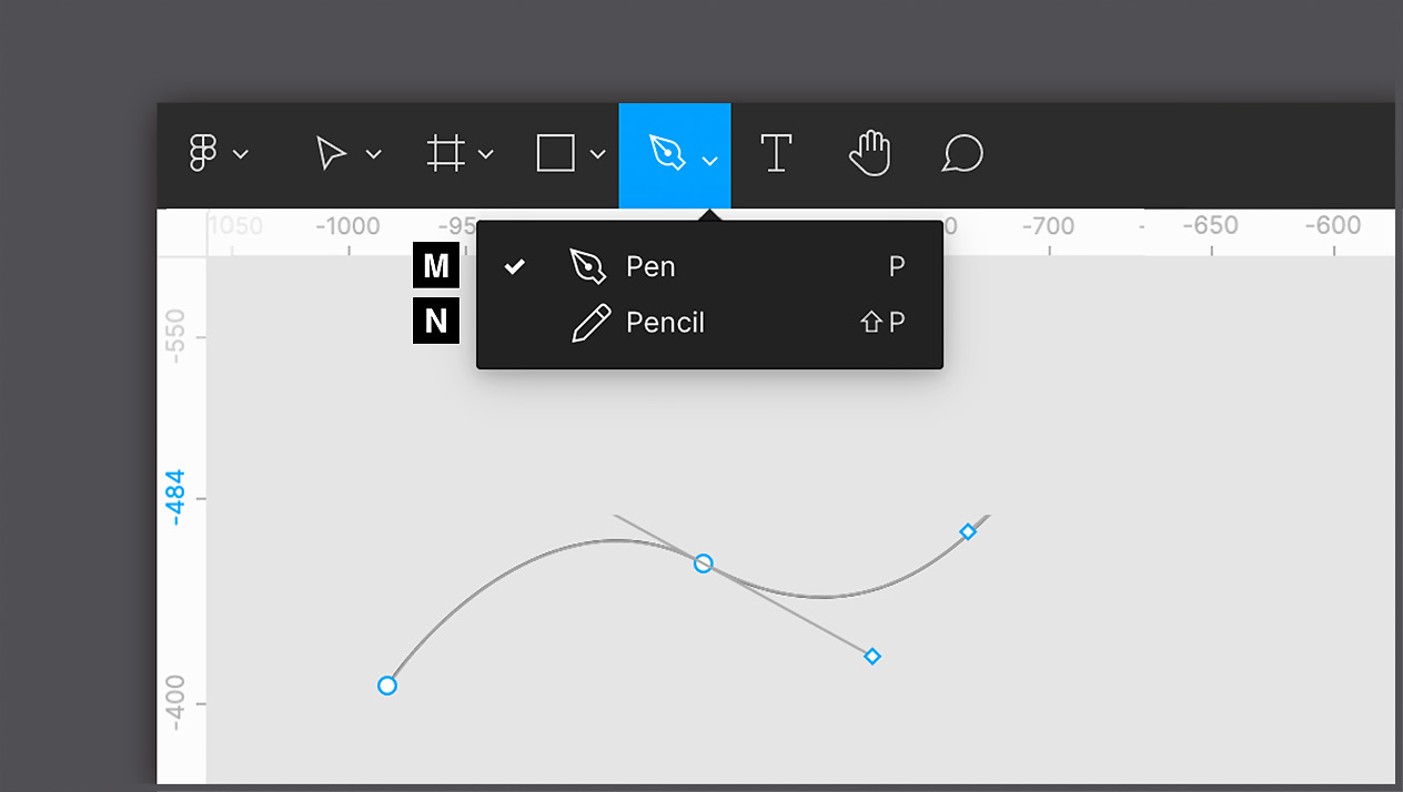 Figure 3.9 – The Pen tool with a Bézier curve example 