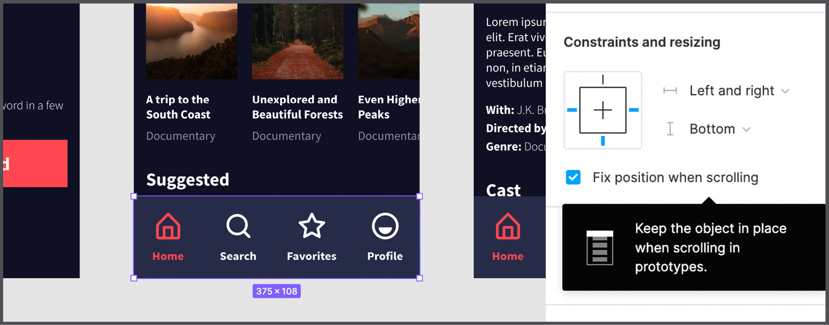 Figure 9.34 – The Fix position when scrolling option 