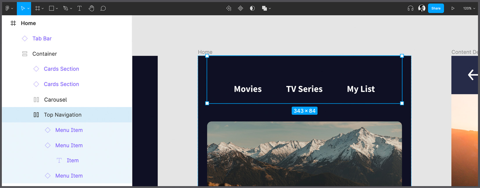 Figure 8.20 – Selecting the Top Navigation layer  