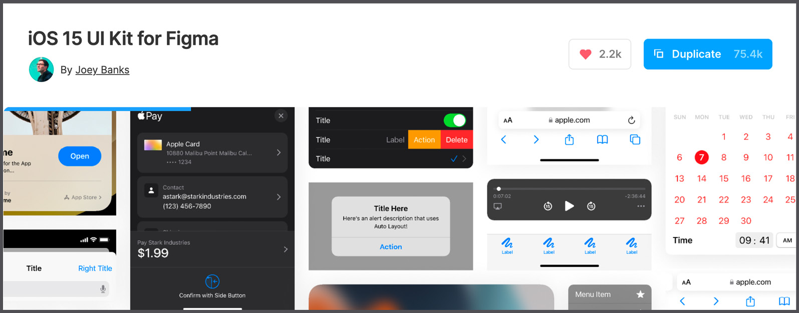Figure 12.7 – iOS 15 UI Kit for Figma by Joey Banks 