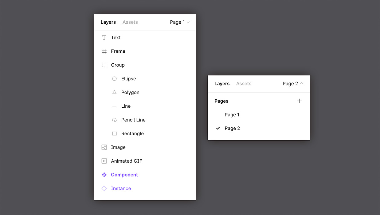 Figure 3.14 – The Layers and Pages panels 