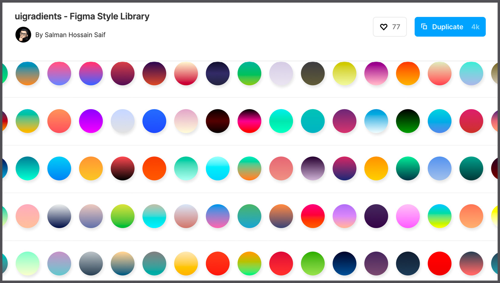 Figure 12.9 – uigradients – Figma Style Library by Salman Hossain Saif 