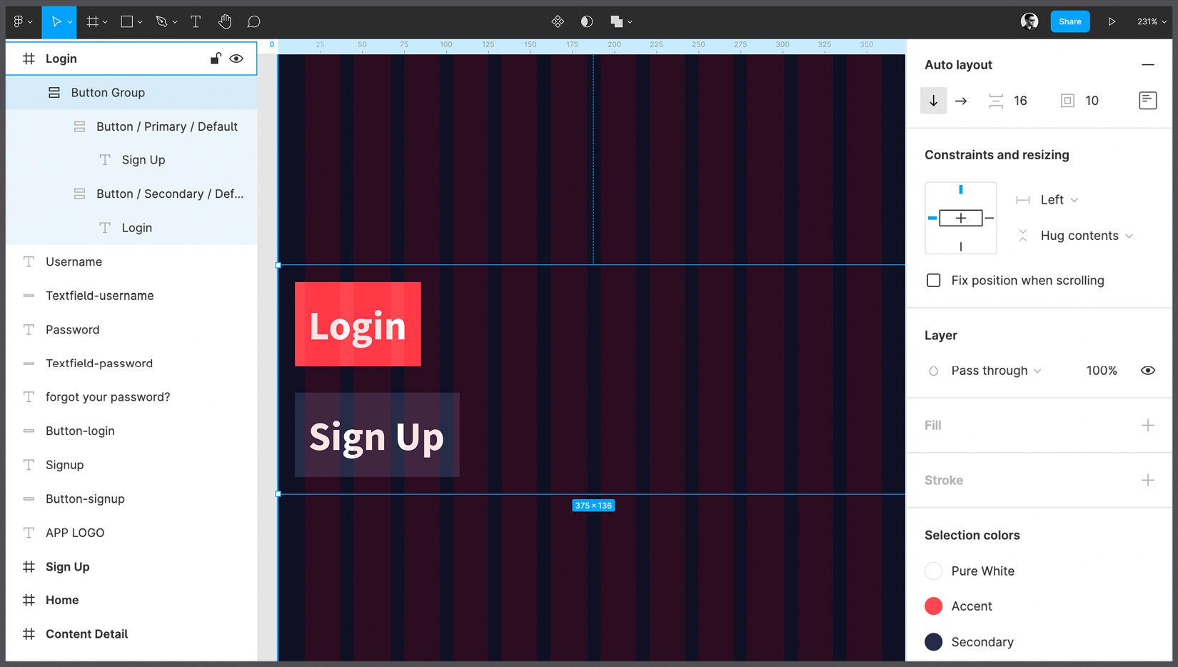 Figure 6.21 – Resizing Button Group to fill the parent frame  
