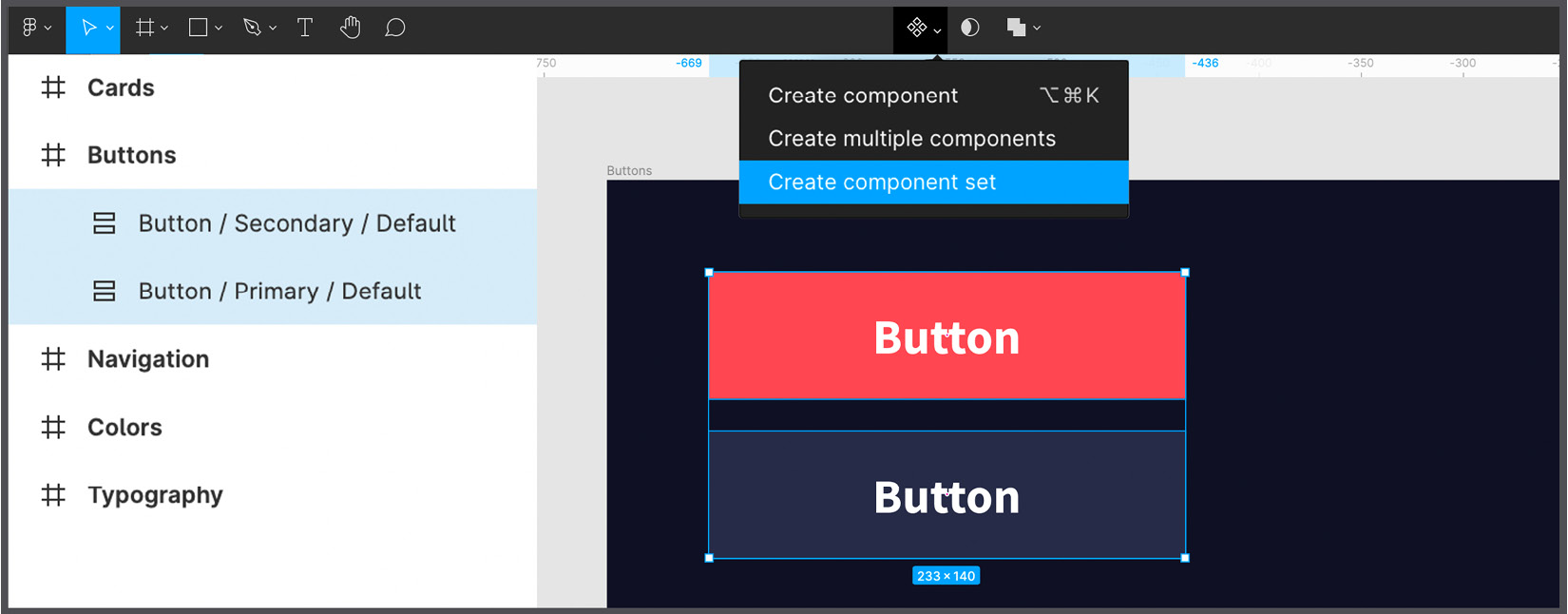 Figure 7.31 – Creating a component set 