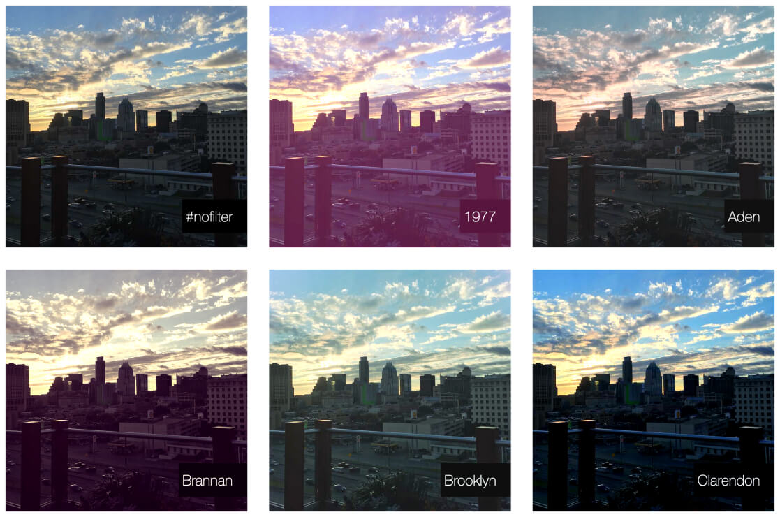 Five familiar-looking CSSgram filters