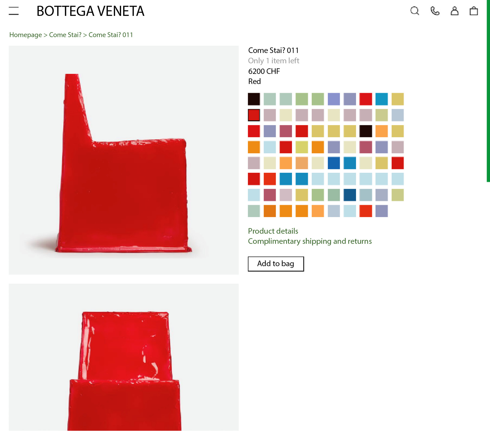 Figure 4.2 – A screenshot of a product detail page of Bottega Veneta’s webshop