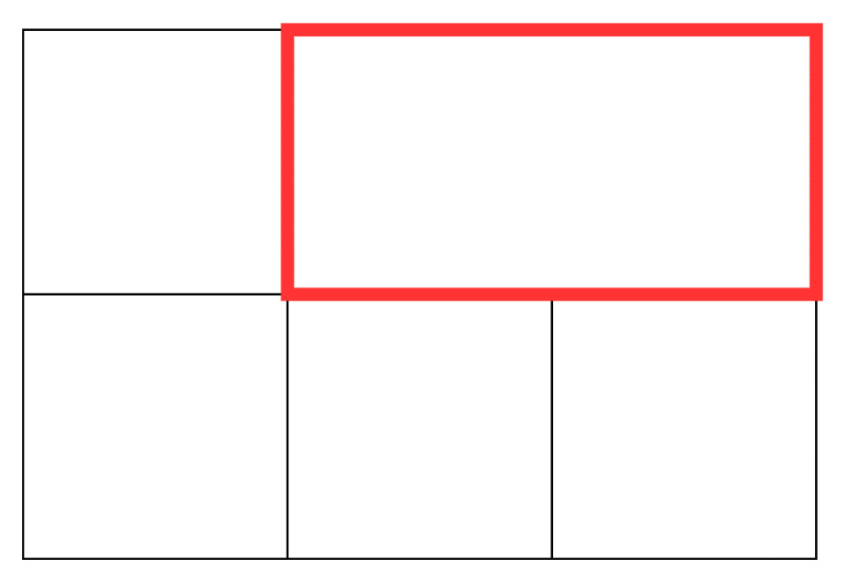 Figure 3.20 – A three-by-two grid with a grid item spanning the rightmost two cells of the first row