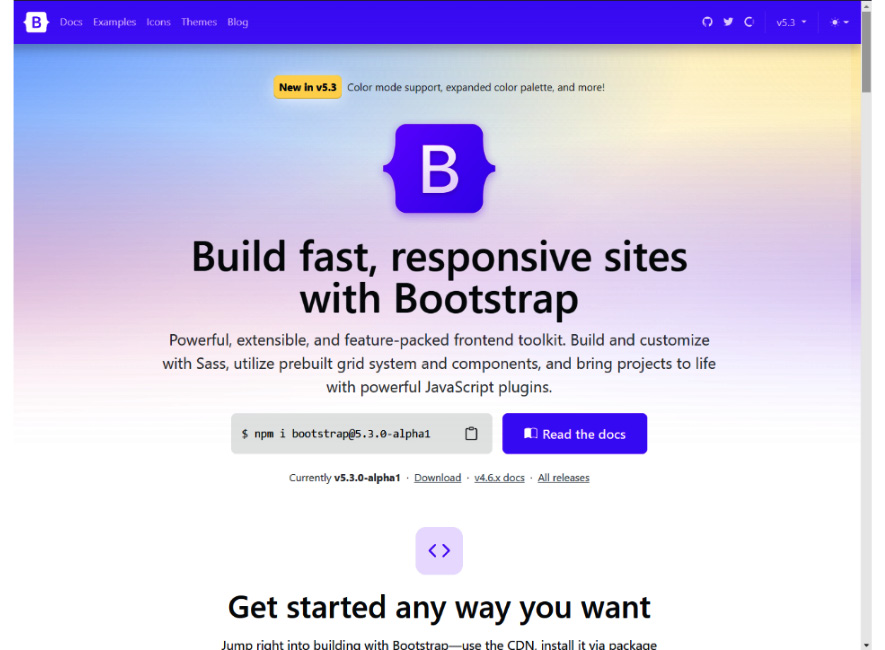 Figure 8.5 – Bootstrap’s landing page