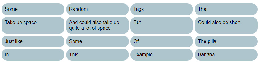 Figure 3.2 – All 16 tags aligned in a grid