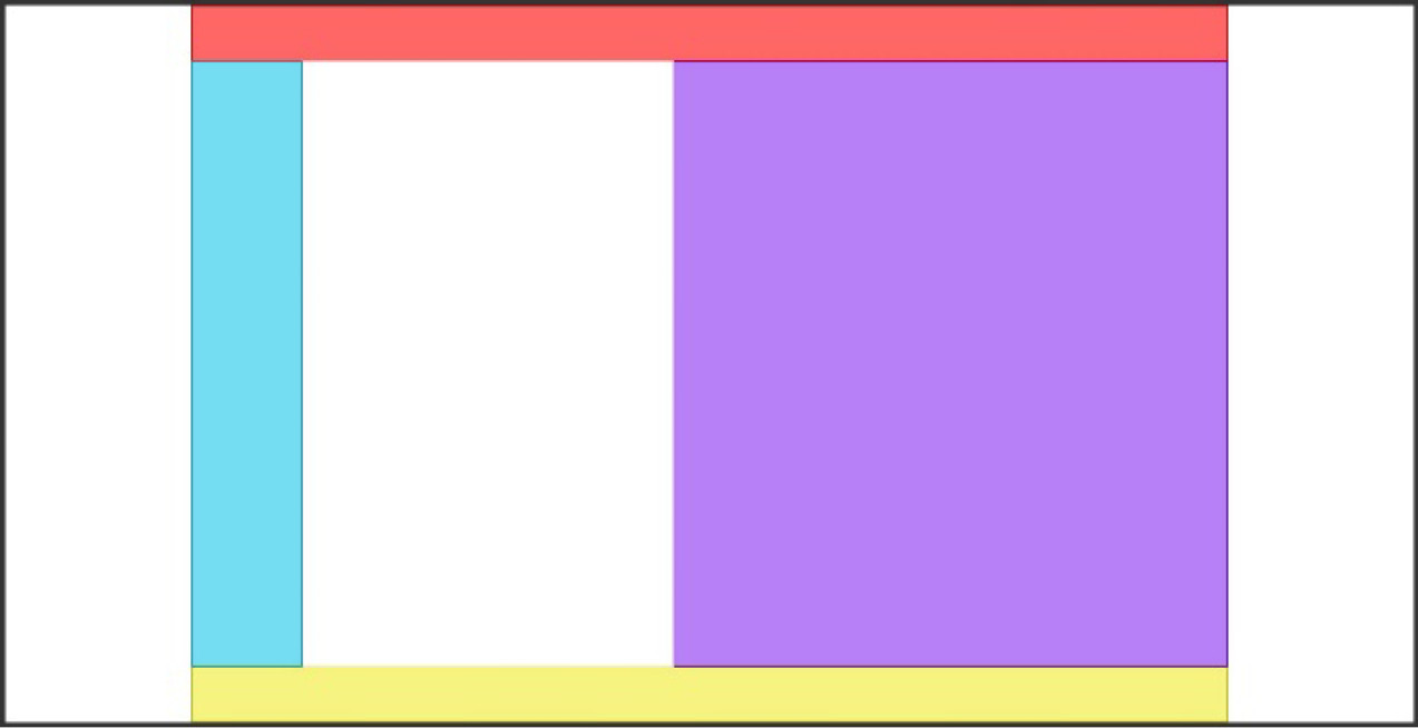 Figure 3.11 – The grid layout, its columns being aligned on the column axis with space around