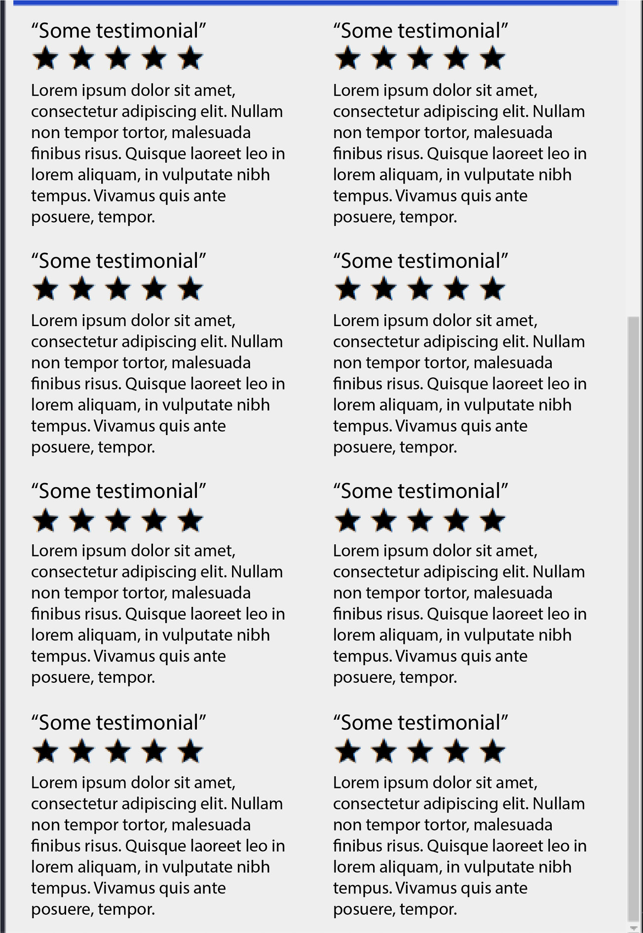 Figure 4.18 – The testimonials, optimized for mobile and tablet devices