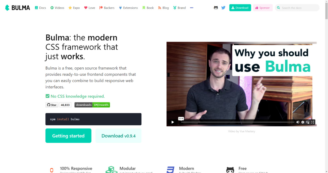 Figure 8.10 – Bulma’s landing page