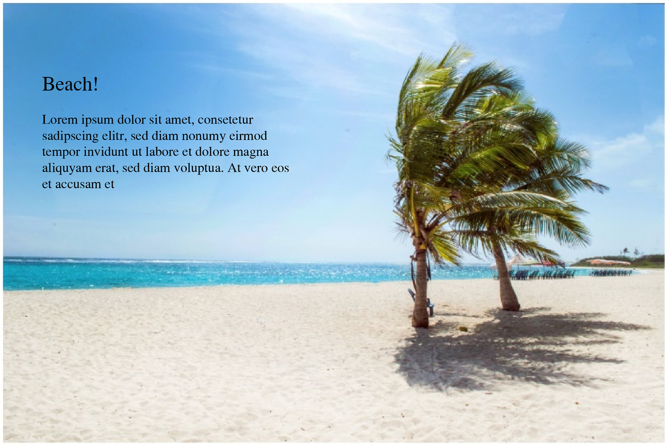Figure 6.5 – A beach stock image with a title and text positioned on the image