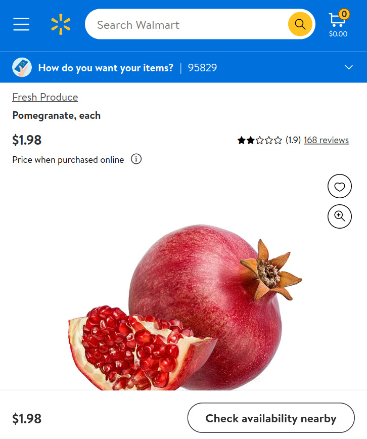 Figure 4.10 – The mobile view of the same Walmart product detail page