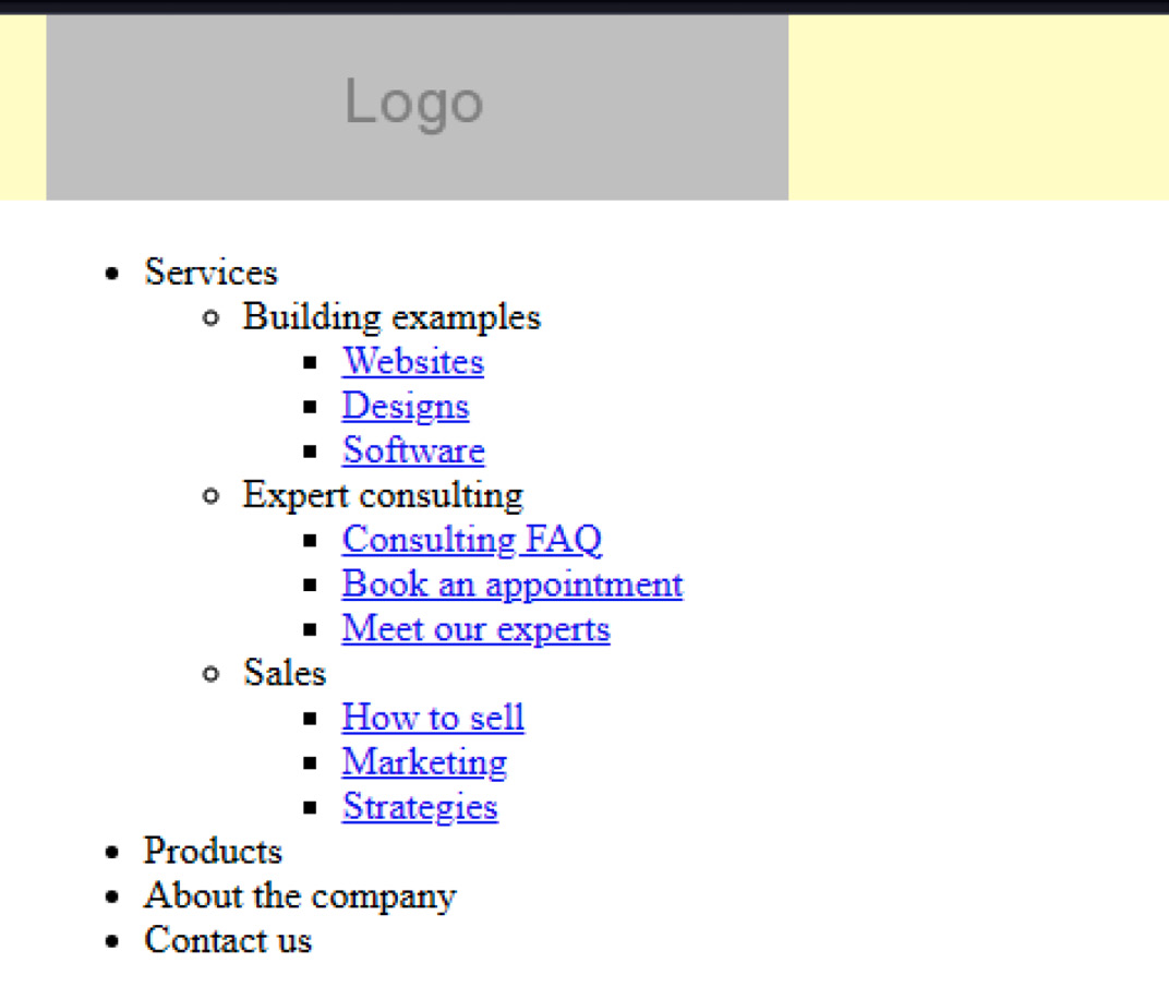 Figure 5.13 – The unstyled mega menu