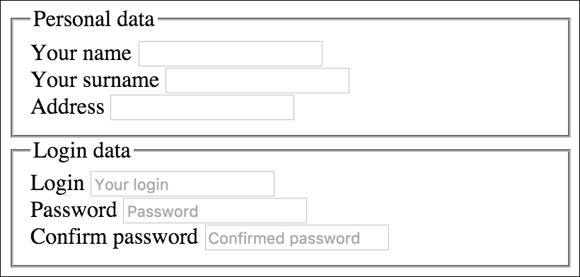Complex form based on input[type="text"] and labels