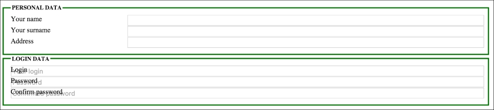 Complex form based on input[type="text"] and labels
