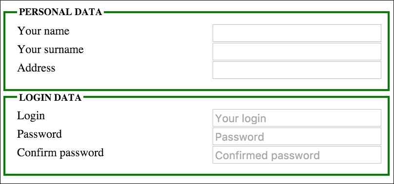 Complex form based on input[type="text"] and labels