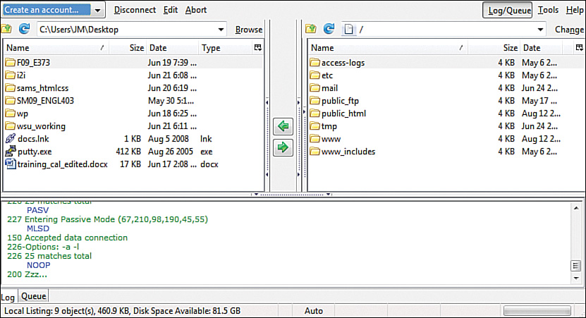 A screenshot of the Fire F T P interface.