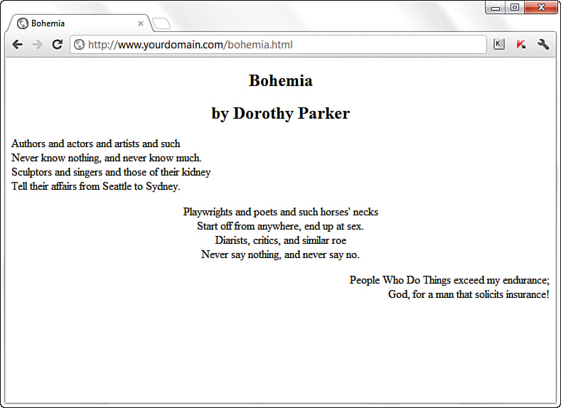 A screenshot shows the output of text alignment using HTML.