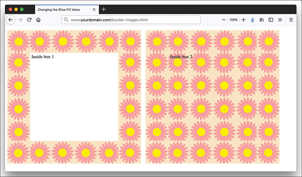 Slicing an image to to create a border and to fill a border.
