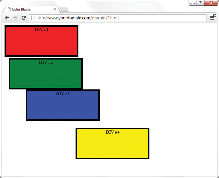 A screenshot of the color blocks displayed with variations in their margins.
