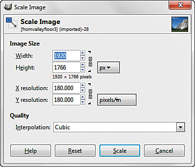 A screenshot shows the Scale Image dialog box.