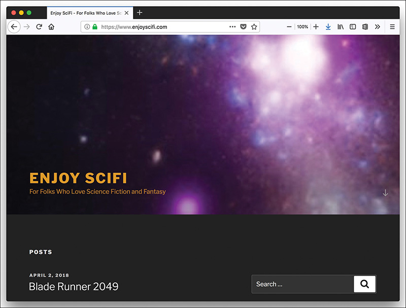A screenshot shows a website named Enjoy Scifi.
