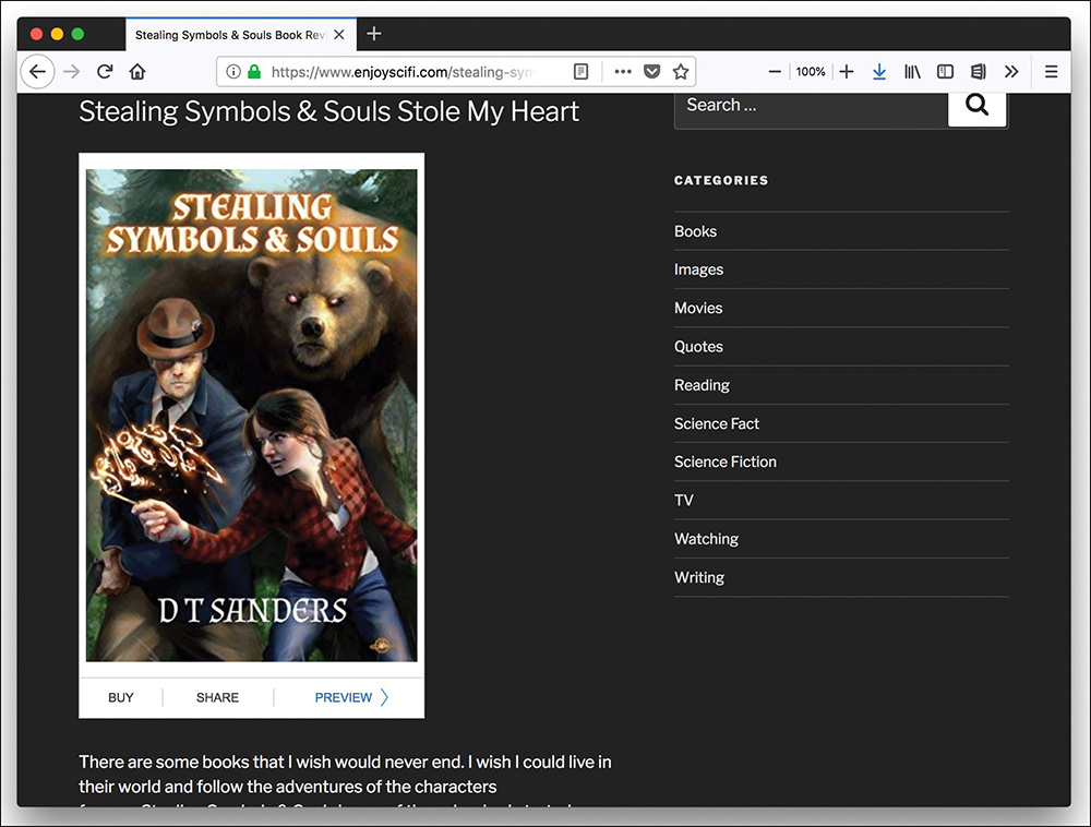 A screenshot of another page from the Enjoy Scifi website.