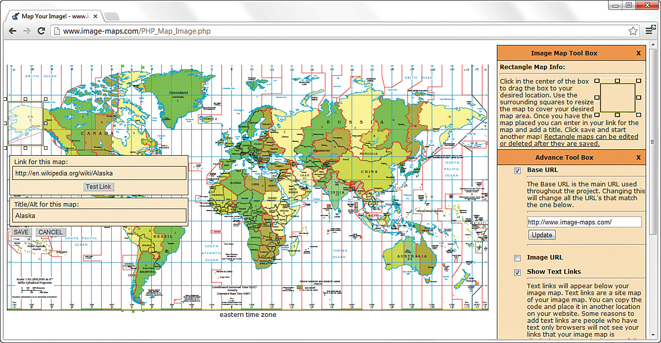 A screenshot shows an example of  using the image mapping tool. 