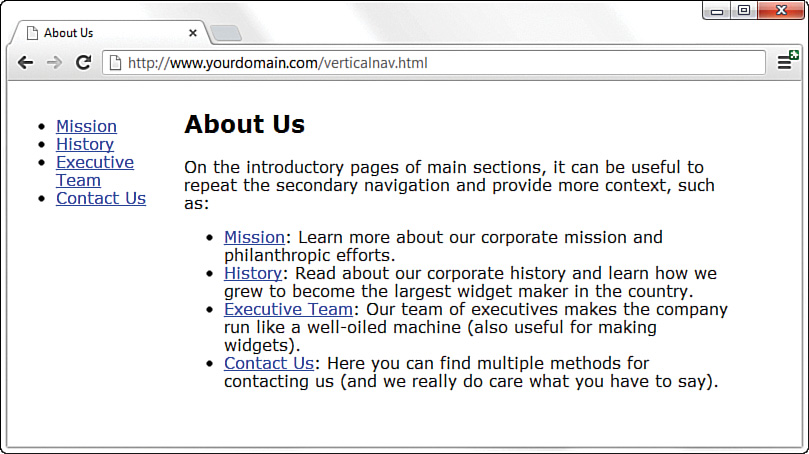 Using vertical navigation.