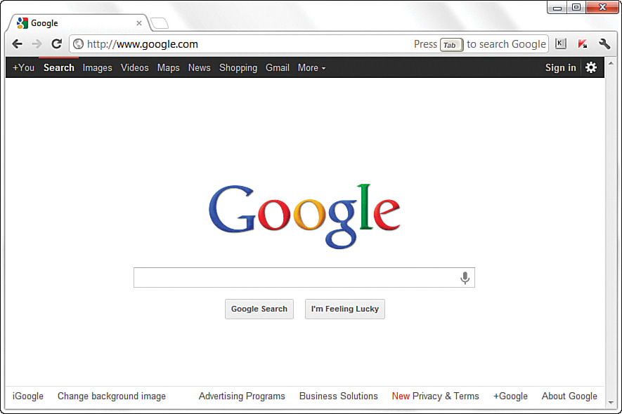 A screenshot of the Google search engine.