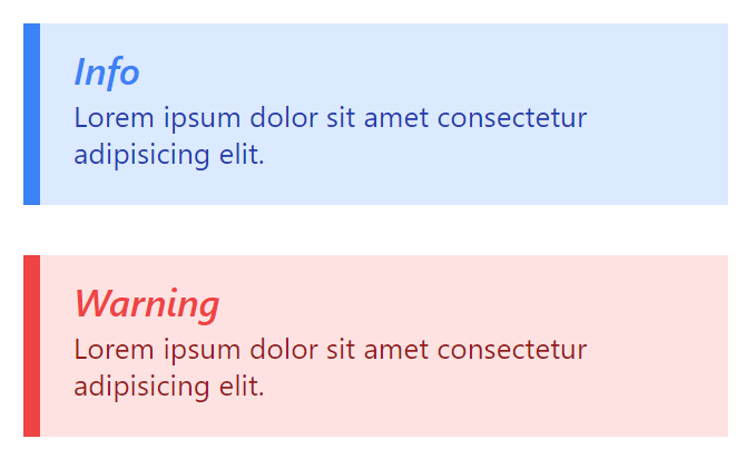 Our Info and Warning alert boxes