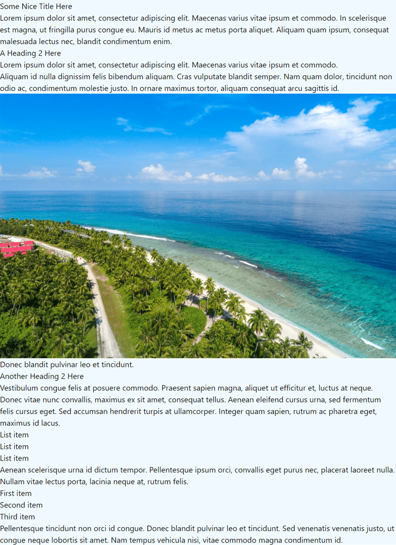 Our layout so far, with minimal styling