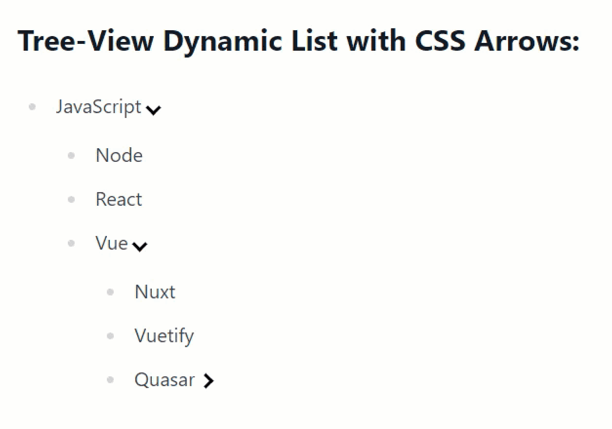 A dynamic list with CSS arrows