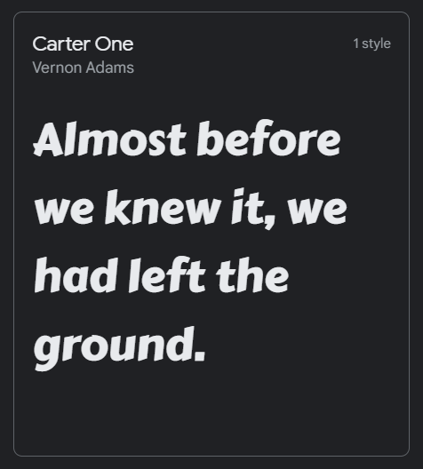 A sample of the Carter One font