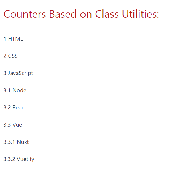 Numbered headings along with other numbered elements