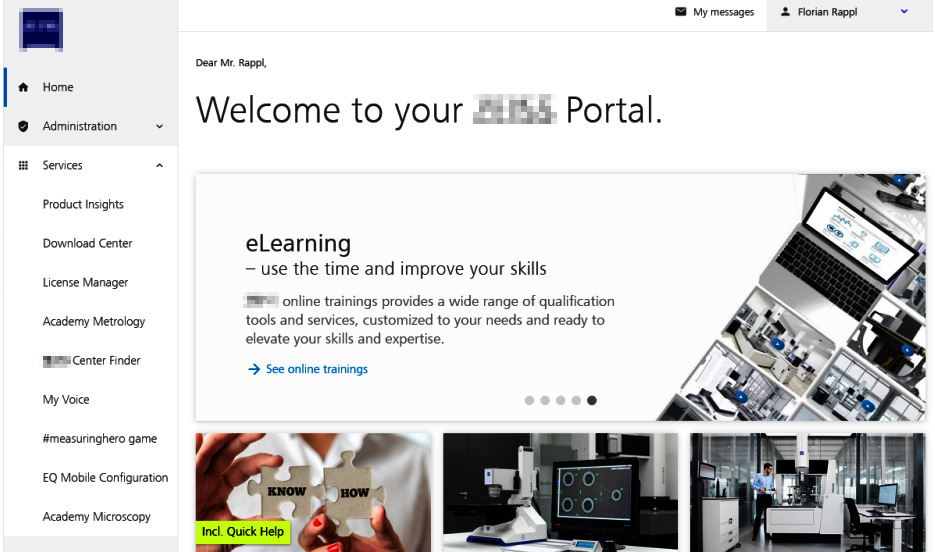 Figure 16.2 – The dashboard page of the customer portal 